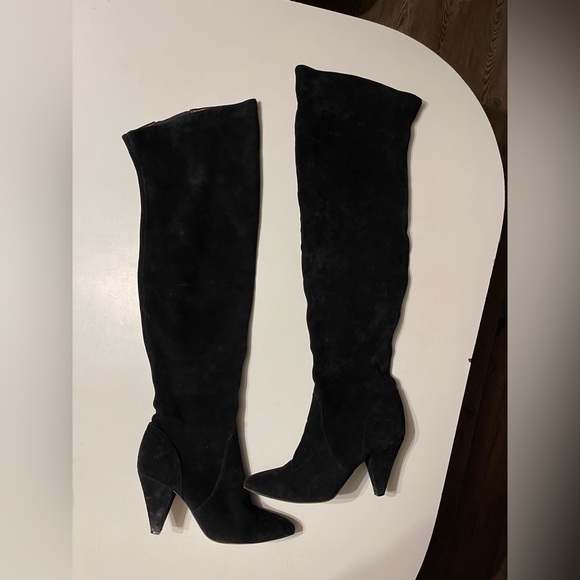 Kurt Geiger Women’s Size 10 (41) Black Suede Violet Over The Knee Boots - Picture 2 of 8